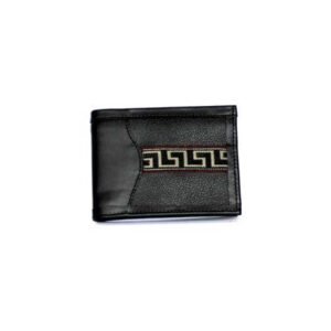 Billetera WILLIMAPU negra greca en blanco y negro