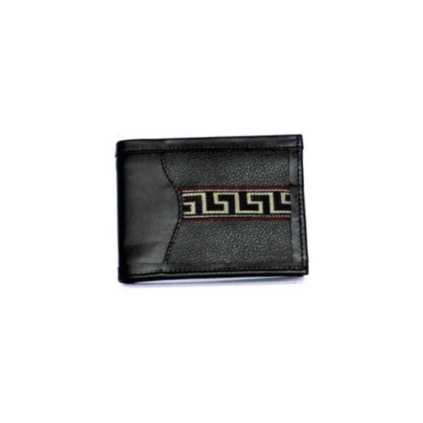 Billetera WILLIMAPU negra greca en blanco y negro