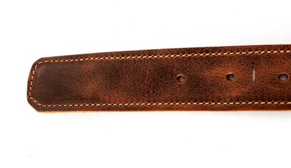 Cinturón KEWELLU café Rustico con Greca en rojo y negro