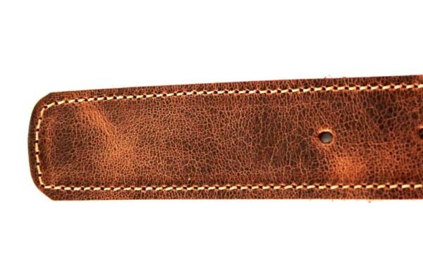 Cinturón KEWELLU café Rustico con Greca en blanco y negro